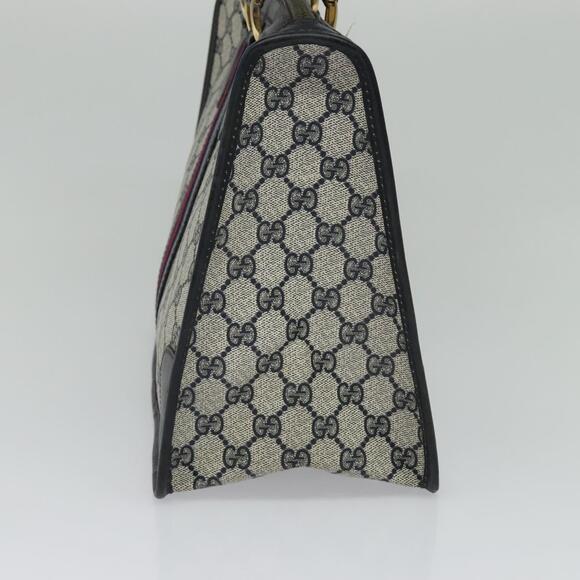 GUCCI GG Supreme Sherry Line Hand Bag Pvc Navy Gold - Picture 5 of 16